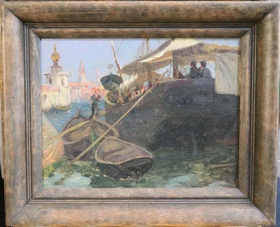 Giuseppe Ciardi (1875-1932) Venetian boating scenes 9.5 x 12.5in.